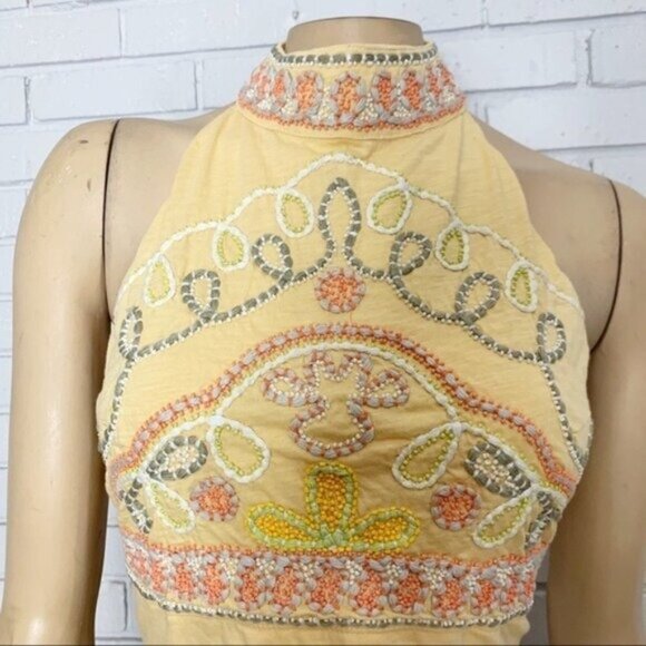 Free People Yellow Embroidered Crop Top - Picture 11 of 14